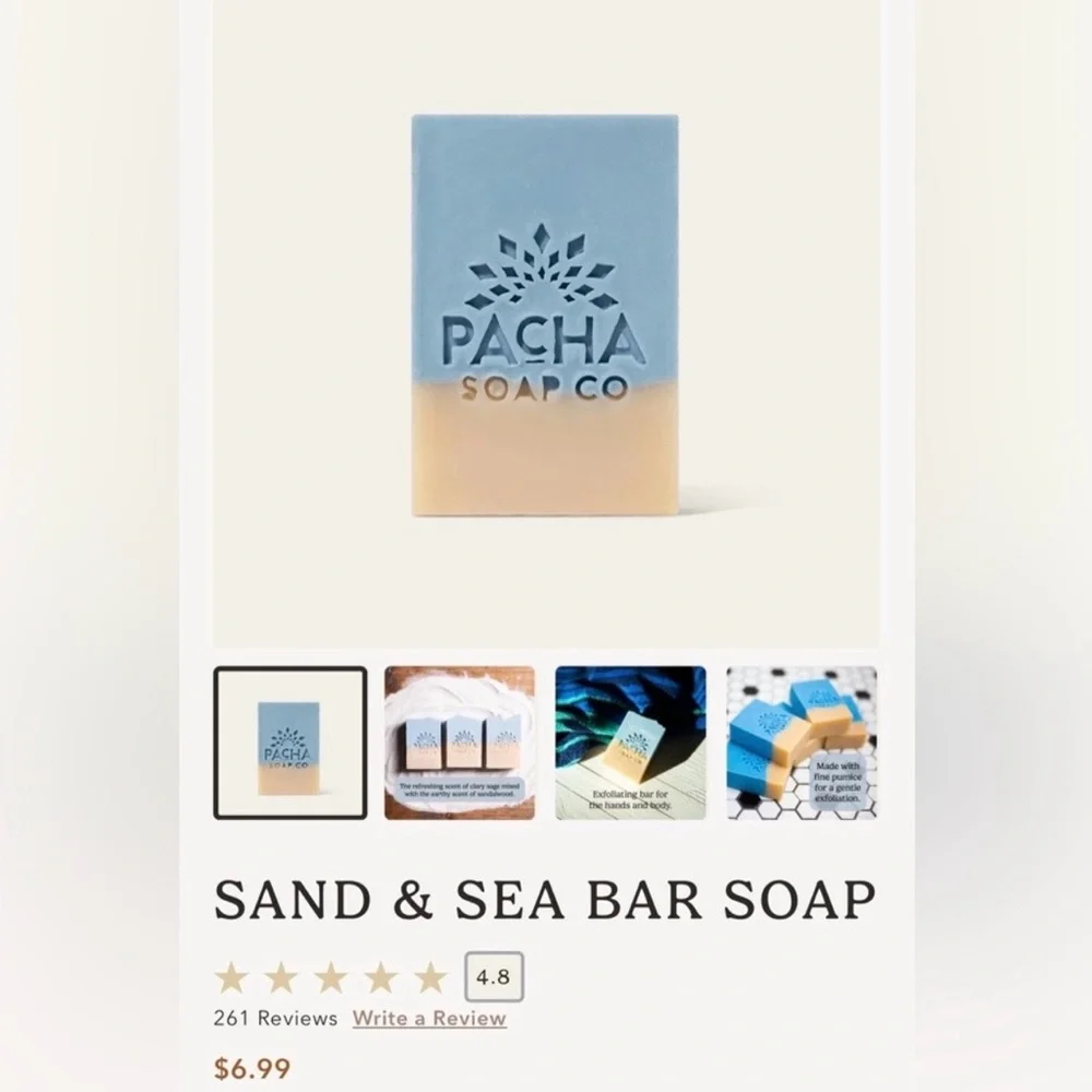 NEW 4 SOAPS FROM PACHA SOAP CO 100% NATURAL ARTISAN EXFOLIATING BARS 4OZ EACH - Picture 8 of 14